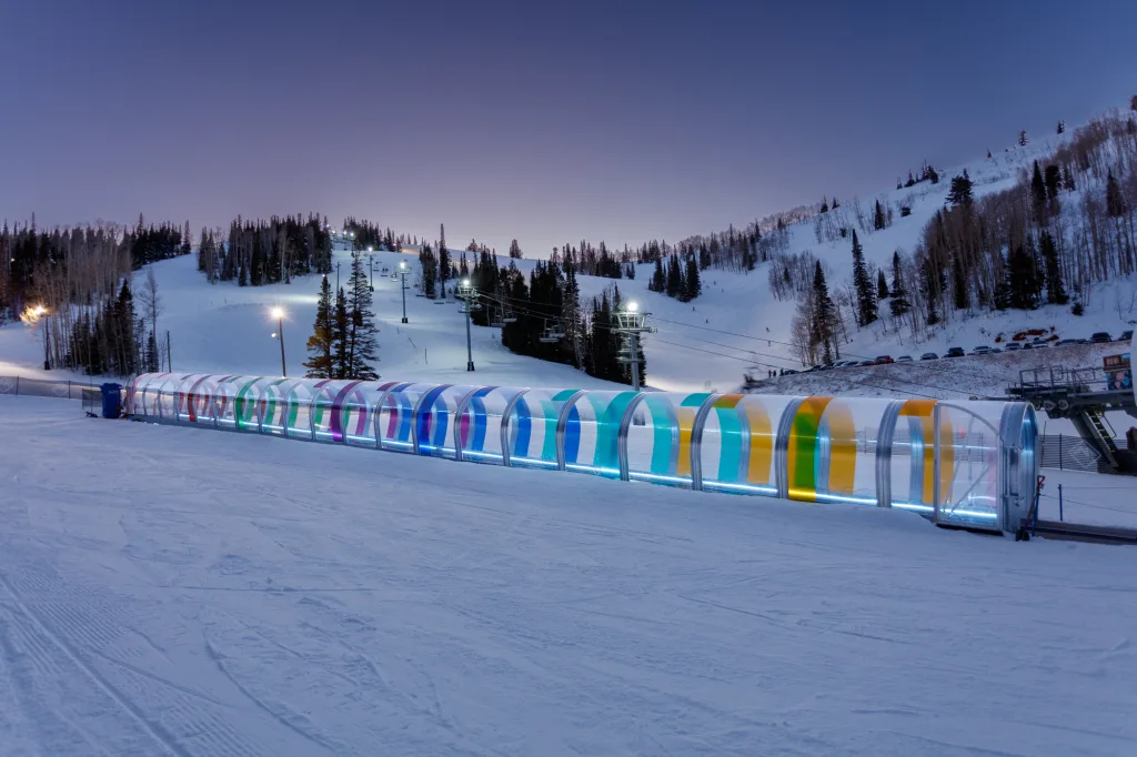 Installation view of Gerard & Kelly’s artwork at Powder Mountain